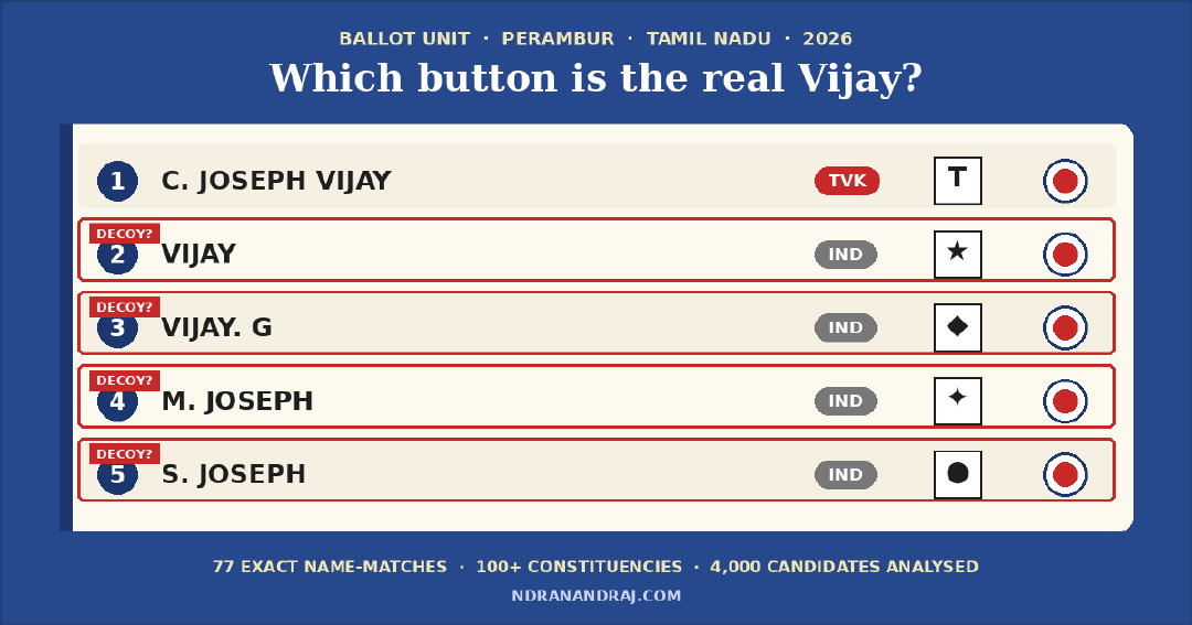 Same Name, Different Initial: Data investigation into dummy candidates in Tamil Nadu 2026 Assembly Election