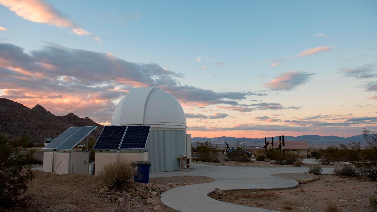 The observatory dome at Sky's The Limit Observatory & Nature Center in Twentynine Palms, California